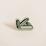 Stylish high-quality metal pin displaying surfboards. Embossed with high-gloss epoxy resin coating. 